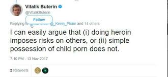 Which in case you can't divide is something like 7 transactions a second. Watching Child Porn Is Okay Says Ethereum Owner Vitalik When Anarchy Goes Too Far Steemit