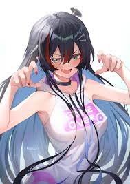 open mouth, barefoot, mika melatika, bangs, black choker - Anime R34