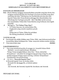 Tahun liturgi terdiri dari dua lingkaran kehidupan yesus, yaitu : Tata Ibadah 2021 Just