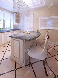 art deco kitchen island. fabric chair