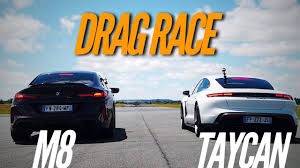 The concept version of the taycan, named the porsche mission e, debuted at the 2015 frankfurt motor show. Drag Race Porsche Taycan Vs Bmw M8 Youtube