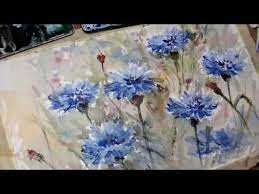 Hedwig S Art Tutorial Cornflower Watercolor Real Time Youtube Daisy Painting Flower Painting Floral Watercolor