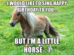 I Would Like To Sing Happy Birthday To You But I M A Little Horse One Trick Pony Meme Generator