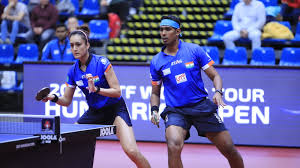 The match begins with the server tossing the ball in the air and striking it so it bounces on the server side first, then bounces on the opponent's side. Asian Olympic Qualification Tournament Indian Table Tennis Players Sharath Kamal Manika Batra In Action Get Full Schedule