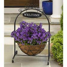 40 In Black Outdoor Round Steel Plant Stand Lowes Com In 2021 Plant Stand Front Yard Decor Spring Outdoor Decor