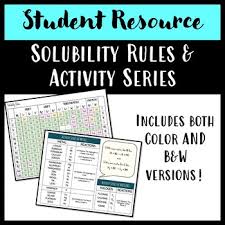 All reactants must be soluble (i.e. Solubility Rules Activity Worksheets Teachers Pay Teachers