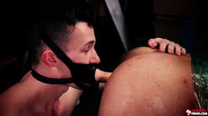 Dildo Gag Mask - Submissive Bound Gagged Behind Mask