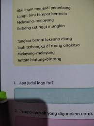 Isi bait pertama adalah keinginan menjadi penerbang. Tempo Lagu Aku Ingin Jadi Penerbang Masnurul