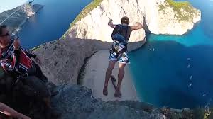 Watch this unreal greek basejump spot : Most Incredible Basejump Site Navagio Beach Greece On Make A Gif