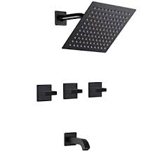 With a shower control like this. Buy Matte Black 3 Handle Shower Faucet Set With Tub Spout Tub And Shower Trim Kit With Rough In Valve Bathroom Rain Mixer Shower System Wall Mounted Rainfall Bathtub Shower Faucets Online In