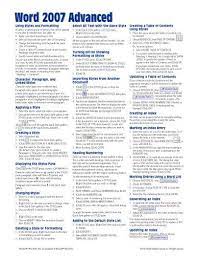 Microsoft Word 2007 Advanced Quick Reference Guide Cheat Sheet Of Instructions Tips Shortcuts Laminated Card Word Reference Word 2007 Office Word