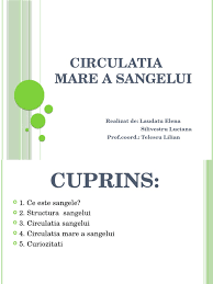 Circulatia sangelui se produce datorita unei diferente de presiune intre sistemul arterial, cu presiune mare si sistemul venos cu presiune mica. Circulatia Mare A Sangelui
