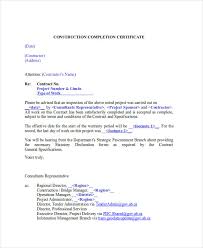 Sample Of Certificate Of Completion Of Construction Project New ...