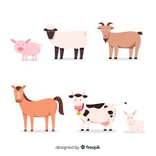 Download Flat Cute Farm Animal Collection For Free Vector Free Farm Animals Graphic Resources