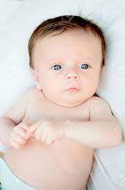 Some of my baby books make claims like, babies are born with blue or grey eyes, most of which gradually darken during their first year. some go so far as to claim that all babies are born with blue eyes. Beautiful Baby With Blue Eyes And Black Hair Stock Photo Picture And Royalty Free Image Image 41070147