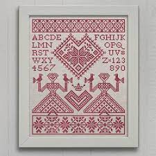 Chocolate milk from fabrics by stephanie using weeks dye works (or dmc floss 712, 611, 433, 3799, 580, 833, 355). My Norwegian Valentine An Alphabet Sampler Pdf Pattern Modern Folk Embroidery