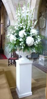 White Pedestal Arrangement White Flower Arrangements Large Flower Arrangements Hydrangea Flower Arrangements