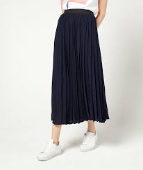 Jupe longue jupe plissée couleur: Jupe Longue Plissee Marine Etam