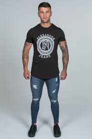 Super Skinny Spray On Jeans Dark Blue Ripped Repaired Alexander Jeans