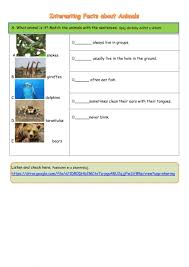 Click about to get started! Interesting Facts About Animals Worksheet