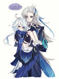 jacket, princess carry, 1boy, white hair, blue eyes - Anime R34