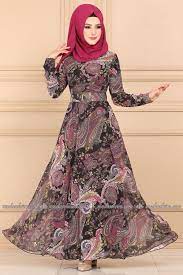 Modaselvim Elbise Desenli Sifon Tesettur Elbise 204al357 Siyah Sifon Elbise Elbise Elbiseler