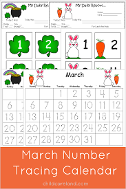March Number Tracing Calendar Number Tracing Months In A Year School Calendar