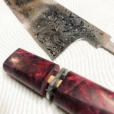 Putting Damasteel On Everything Hamdmade Kitchen Knives Cherry Grape Lipstick Chef Red Custom Handle Nakiri Sti Knife Pocket Knife Knife Design