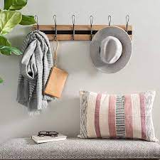 Natural Wood And Black Metal Wall Hooks From Kirkland S Metal Wall Hooks Coat Hooks On Wall Black Feature Wall