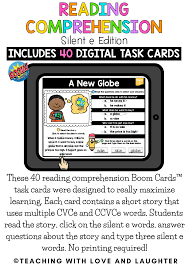 Reading Comprehension Silent E Edition Digital Task Cards In 2020 Reading Comprehension Task Cards Comprehension