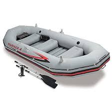 Amazon Com Intex Mariner 4 4 Person Inflatable Boat Set With Aluminum Oars And High Output Air Pump Open Wate Inflatable Boat Dinghy Boat Inflatable Kayak