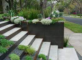 Beautiful Corten Steel Planters Shaped And Inspired By Nature Modern Landscaping Landscaping Austin Landscape Stairs