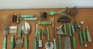 Ebay s collectibles shop is the place to find collectibles for sale in just about any category imaginable, from hello kitty and harry potter to military surplus supplies. I Love Old Kitchen Utensils I Especially Love The Great Green Colors Vintage Kitchen Utensils Primitive Kitchen Decor Vintage Kitchen