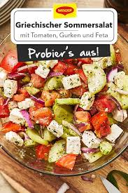 Griechischer Sommersalat Mit Tomaten Gurken Und Feta Rezept Sommersalat Feta Salat Rezepte