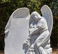 Marble Memorials - Weeping Angel Headstone - MEM-486 - Fine's Gallery, LLC.