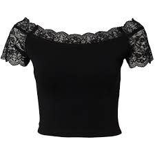 Black Boat Neck Crop Top Only Grease Lace Cropped Lace Sleeve Shirt Clothes Design Lace Sleeve Top
