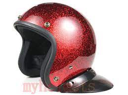 Metal Flake Red Retro Vintage Open Face Motorcycle Scooter Helmet Warna Cat Warna