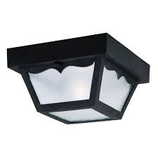 Westinghouse 1 Light Black Hi Impact Polypropylene Flush Mount Exterior Fixture With Clear Textured Glass Panels 6682200 The Home Depot