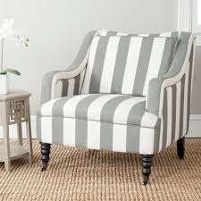 Vintage armchair newly upholstered in blue and white striped linen fabric with nailhead detail. Safavieh Homer Greyish Blue White Stripe Arm Chair 31 9 X 33 5 X 33 9 Overstock 8419843