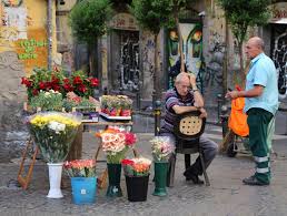 Flower Seller At Bellini Square Naples Italy 2014 Flower Shop Naples Flowers