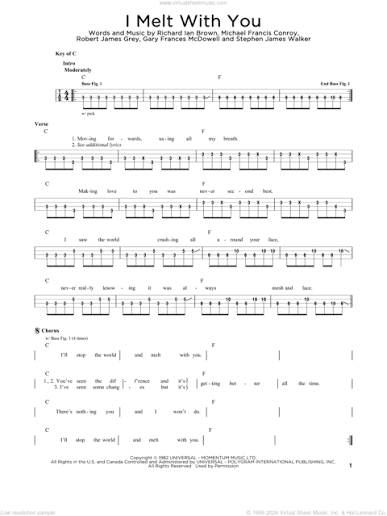 I Melt With You sheet music for bass solo (PDF)