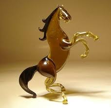 Maybe you would like to learn more about one of these? Blown Glass Figurine Murano Animal Brown Rearing Horse With Black Main Tail Ebay