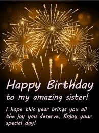 Cake Heart Touching Birthday Wishes For Sister In Law Bright Fireworks Happy Birthday Card For Sister Birthday Greeting Cards By Davia Sister Birthday Card Birthday Greetings For Sister Birthday Wishes For Her