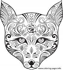 Candy skull coloring pages are a fun way for kids of all ages to develop creativity, focus, motor skills and color recognition. Advanced Cat Sugar Skull Coloring Pages Coloring Pages Printable