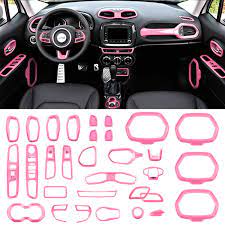 This one from cardecor features a large pink daisy. Danti Car Interior Accessories Decoration Trim Air Conditioning Vent Decoration Door Speaker Water Cup Holder Headlight Switch Window Lift Button Covers Fit For Jeep Renegade 2015 2020 Pink Buy