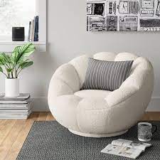 Low Profile Swivel Tulip Chair White Sherpa Room Essentials White Bedroom Chair Cozy Room Bedroom Chair