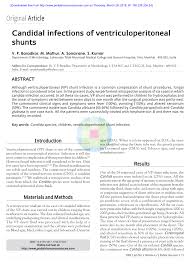 Pdf Candidal Infections Of Ventriculoperitoneal Shunts