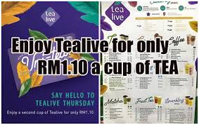 Menyajikan minuman teh susu mutiara atau boba, minumannya mempunyai pelbagai perisa. Tealive Promotion For Only Rm1 10 Miri City Sharing