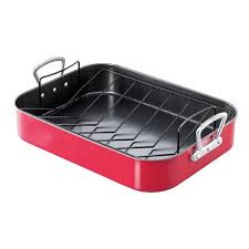 Stainless steel roasting pan nz. Baccarat Gourmet Carbon Steel Non Stick Roasting Pan 41 X 31 X 7 5cm Red Roasting Robins Kitchen
