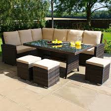 Perfect for winter sunshine and cool summer evenings you can dine intimately or like royalty with family and friends on our unique range of gas operated fire pit dining sets. Kingston Low Dining Set Mix Brown Rattan Garden Corner Sofa Sofa Dining Table Garden Furniture Sets